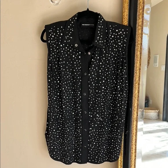 The Kooples Black Studded Sleeveless Shirt - Picture 2 of 10